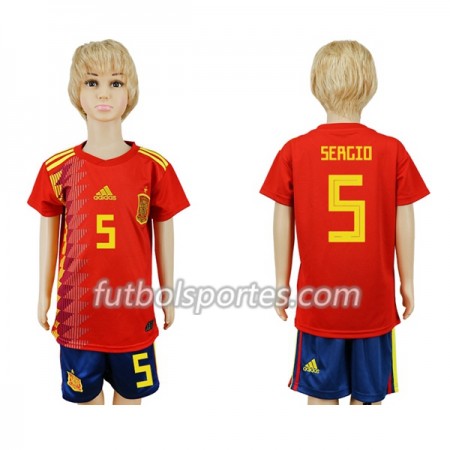 Camisetas España Sergio 5 Niño Primera Equipacion Mundial 2018